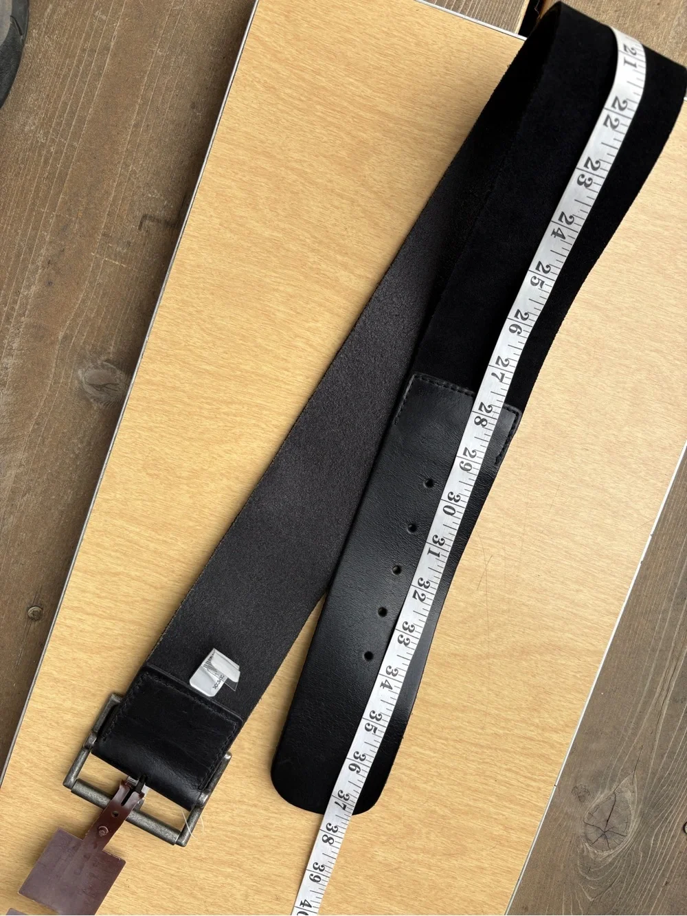 Frye Black Suede & Smooth Leather Wide Panel Waist Belt NWT Size M 34DO943C